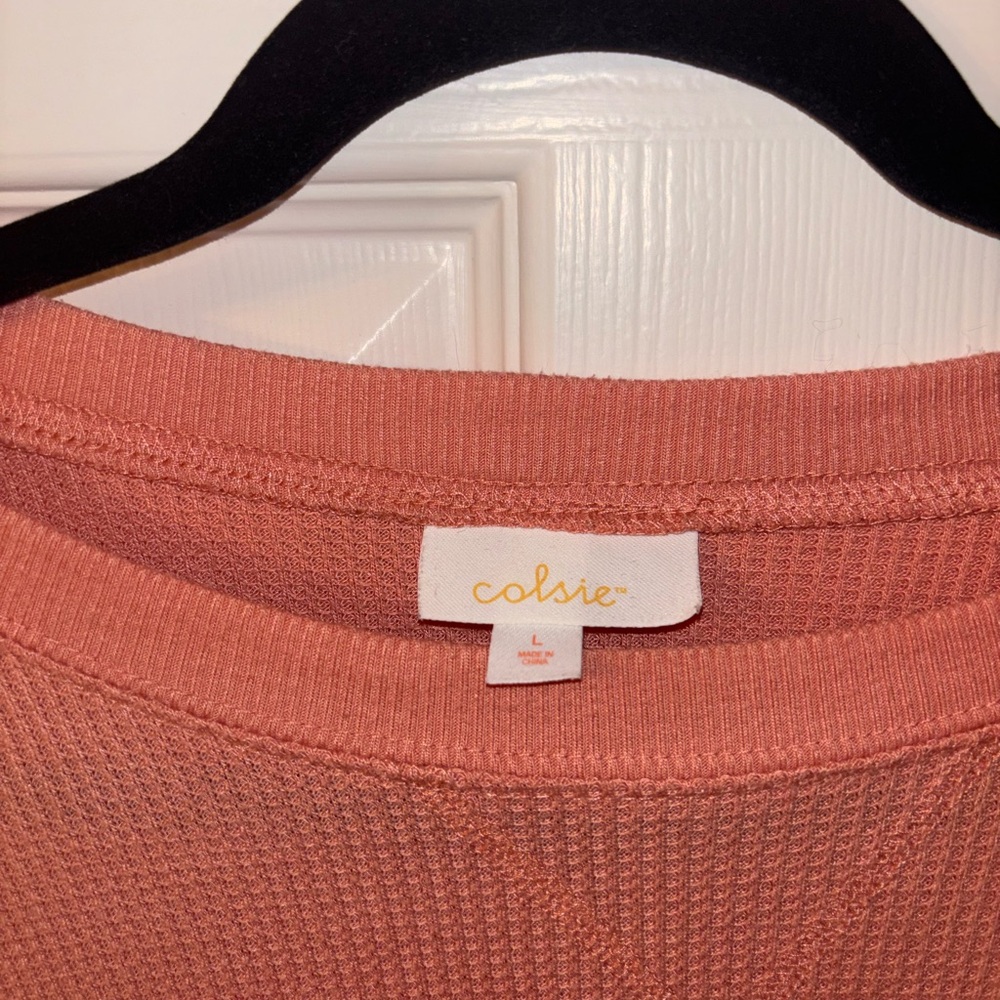 Colsie PJ Set: Waffle-Knit Long Sleeve and Shorts - Picture 2 of 7